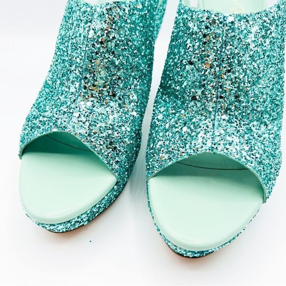NWT 3.1 Phillip Lim Salma Glitter Platform Leather Sandals in Mint Blue 9.5 39.5 - Picture 4 of 8